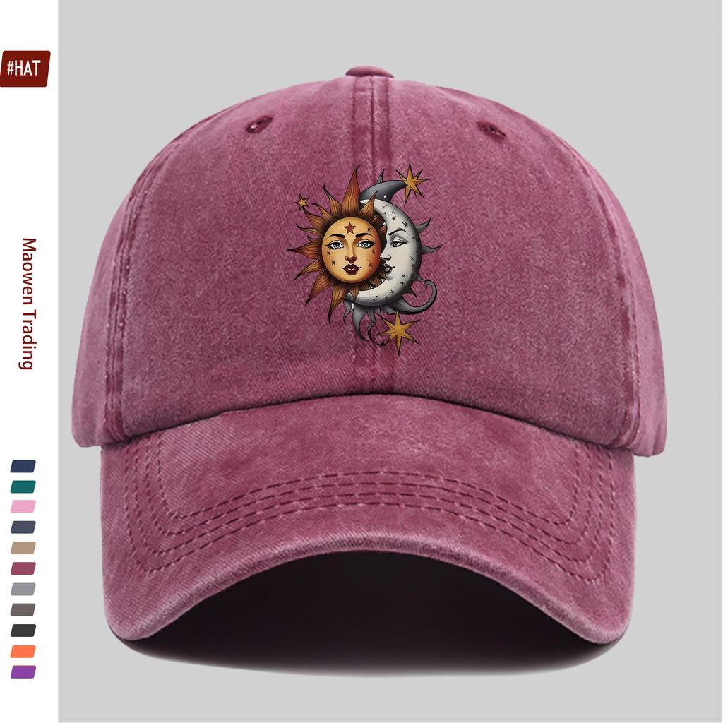 Pc Sun Moon Stars Pattern Printed Baseball Cap Unisex Design Sun Hat MultiColor Available Papa Cap Comfortable Lightweight Sun
