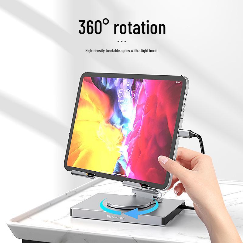 4K60Hz USB-C Docking Station with Gigabit Ethernet, USB 3.2 Splitter, Rotating Mobile/Tablet Bracket Expansion Dock