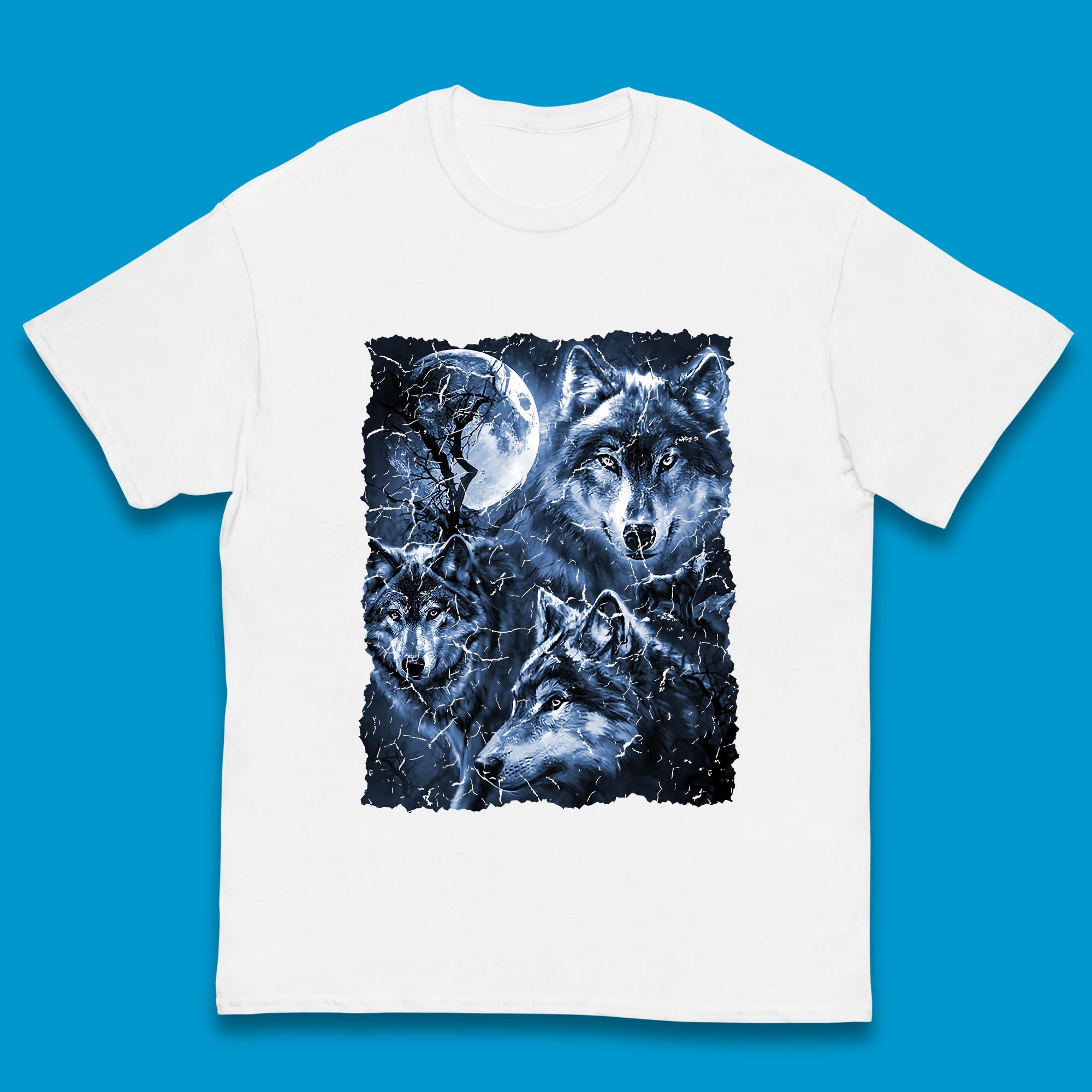 Wolf Family Howling 3 Wolf Moon Wild Free Wolves Three Gray Wolf Dog Animal The Mountain Kids T Shirt 140