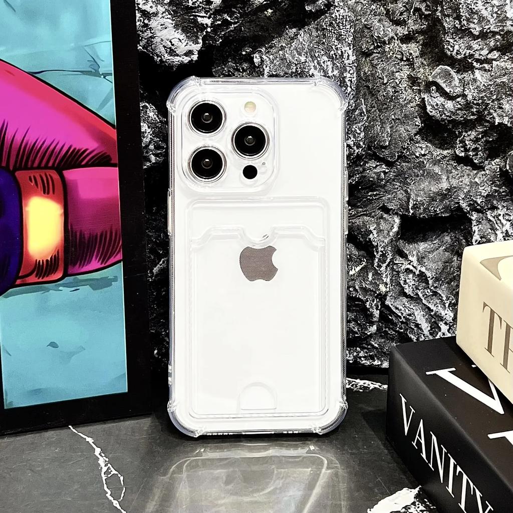 Custodia Borsa Portacarte Trasparente Per iPhone 17 16 15 14 Plus 13 12 11 Pro Max Portafoglio con Slot Cover Posteriore Per iPhone Custodia Antiurto