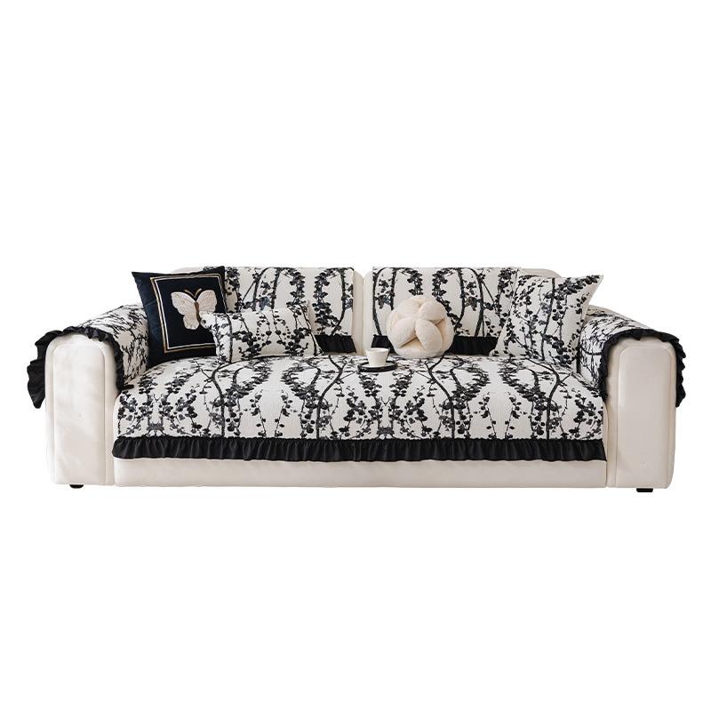 Chinese Retro Ink Painting Tree Branch Sofa Cushion New Living Room Light Luxury Non-Slip Sofa Seat Cushion Home Sofa Cover