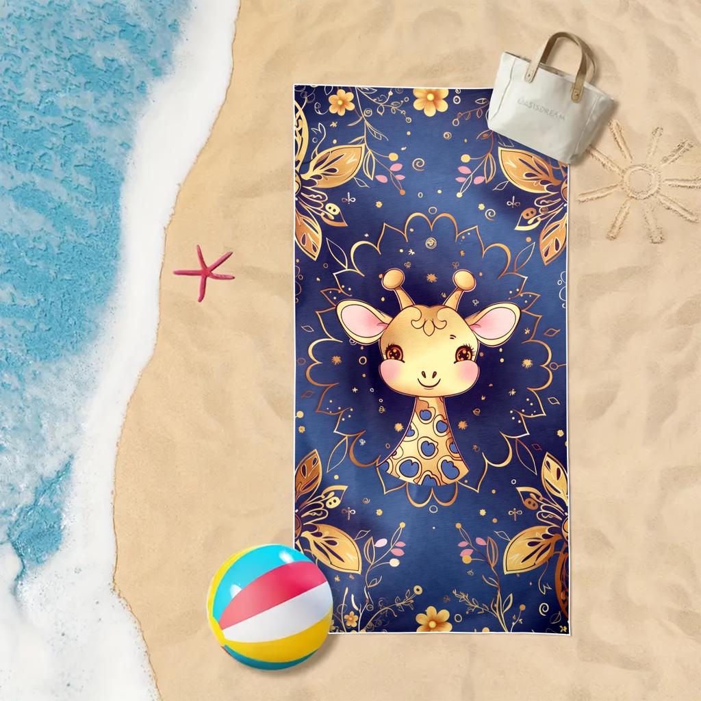 Deer Pattern Sandproof Beach Towel, Quick Dry Microfiber, Super Absorbent For Travel, Pool, Diving, Surf, Yoga, Camping