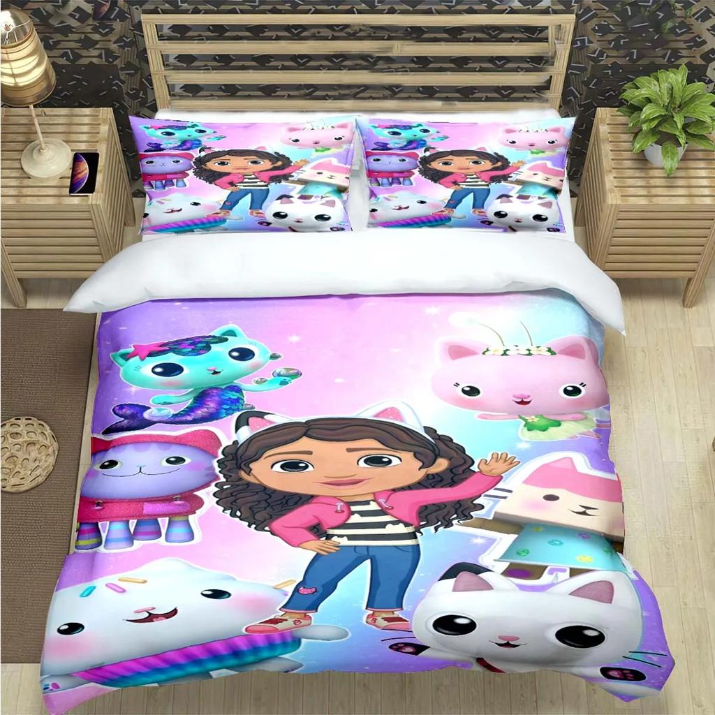 Moda Cartone Animato Carino G-Gabby Case delle Bambole Stampa Set Biancheria da Letto Copripiumino Piumone Letto Giovani Bambini Ragazza Ragazzi Regalo Lusso