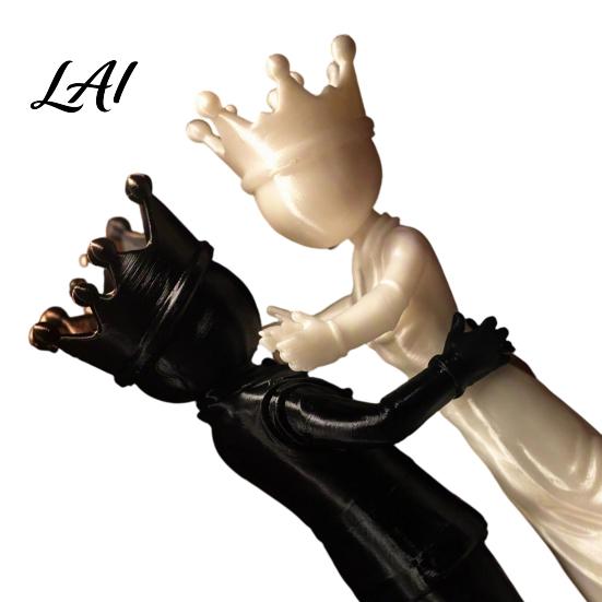 Modern Desk Ornaments for Home 1 Pair 3D Printed King and Queen Couple Figurines Chess Style Dancing Symbolic Companionship Statue Gifts Lovers
