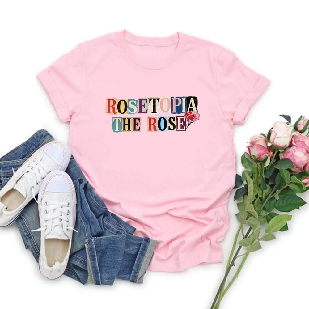 The Rose Rosetopia World Tour 2026 T-Shirt Rose Album Shirt Kpop Concert Merch Vintage Women Short Sleeve Tshirts Kpop Fans Gift