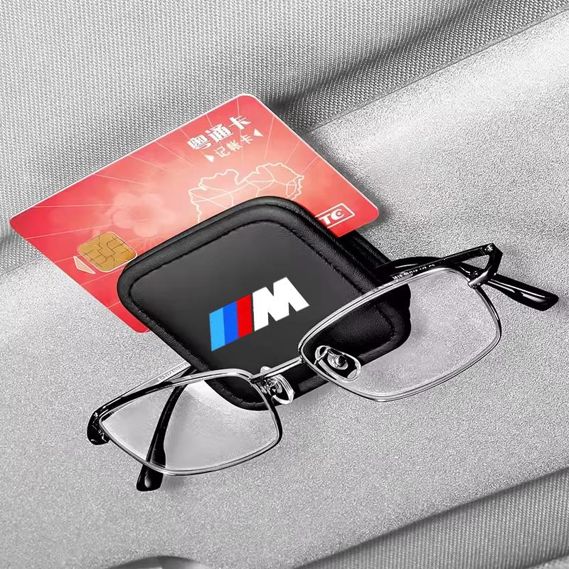 Auto Sun Visor Glasses Box Sunglasses Clip Card Ticket Holder For BMW M Emblem E46 E36 E34 F10 E90 F30 E60 F30 E53 E30 E92 E87 EPYFH1