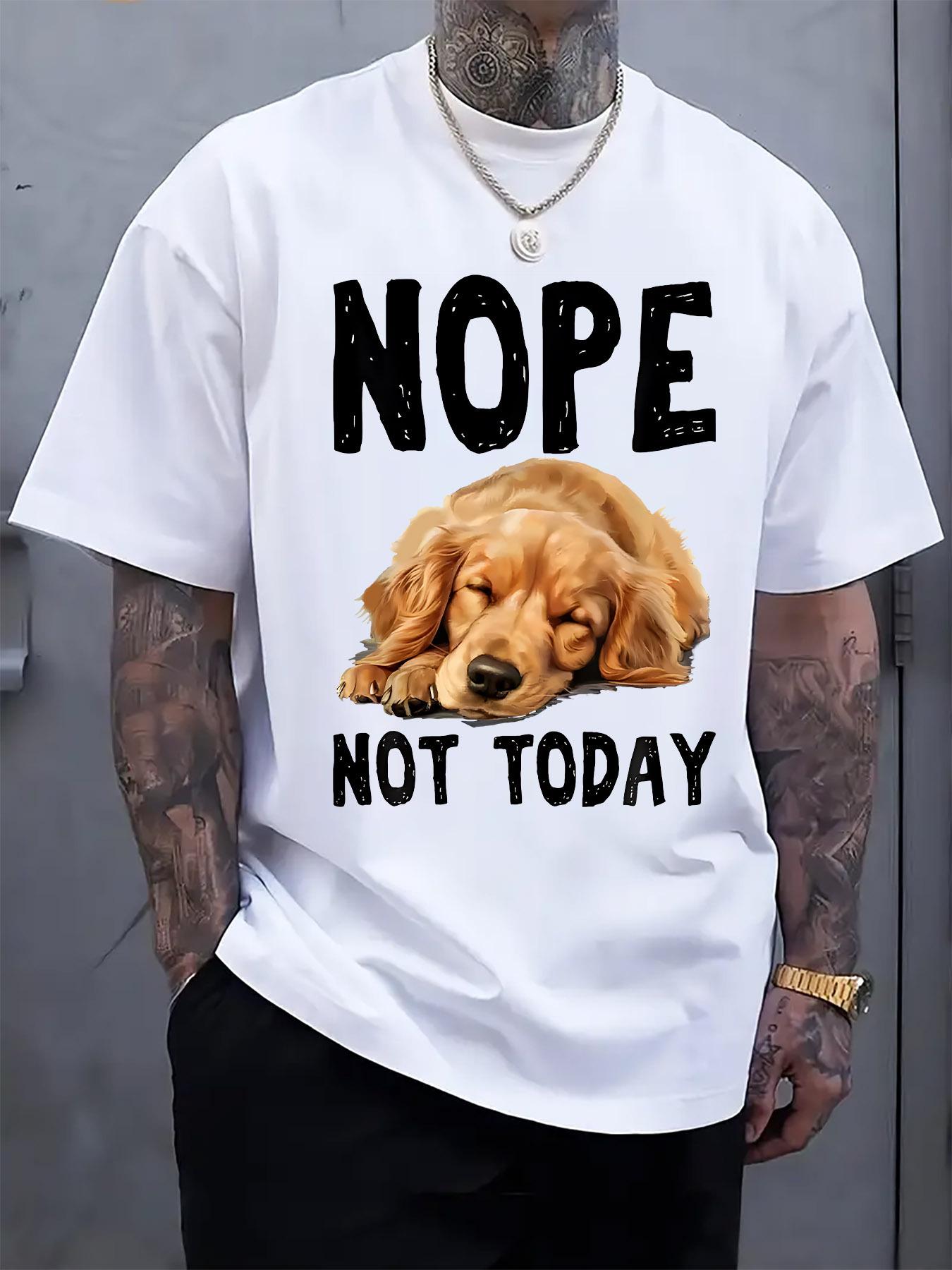 Casual Crew Neck T-shirt with Lazy Dog Print XXXL