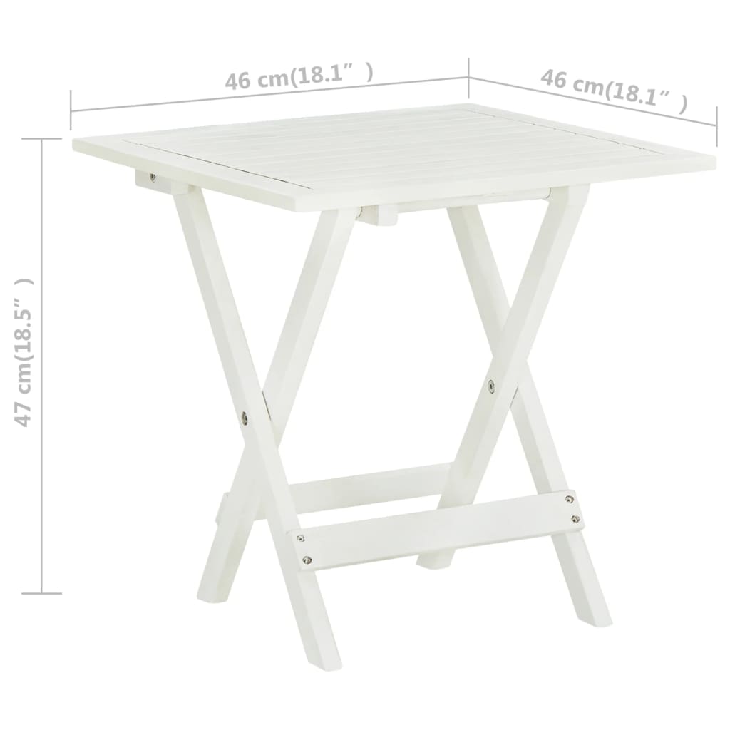 Bistro Table White 46 X 46 X 47 Cm Solid Acacia Wood