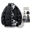 2025 Men's Water-Repellent Winter Down Jacket, Warm Stand Collar, Double-Sided Plaid Puffer