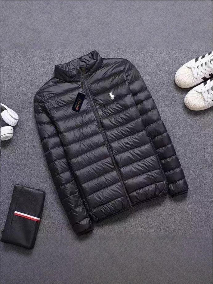 Jachetă de iarnă casual ușoară pentru bărbați 2025, cu guler înalt brodat RL - Rezistentă la frig, Mărime mare, Lungime scurtă