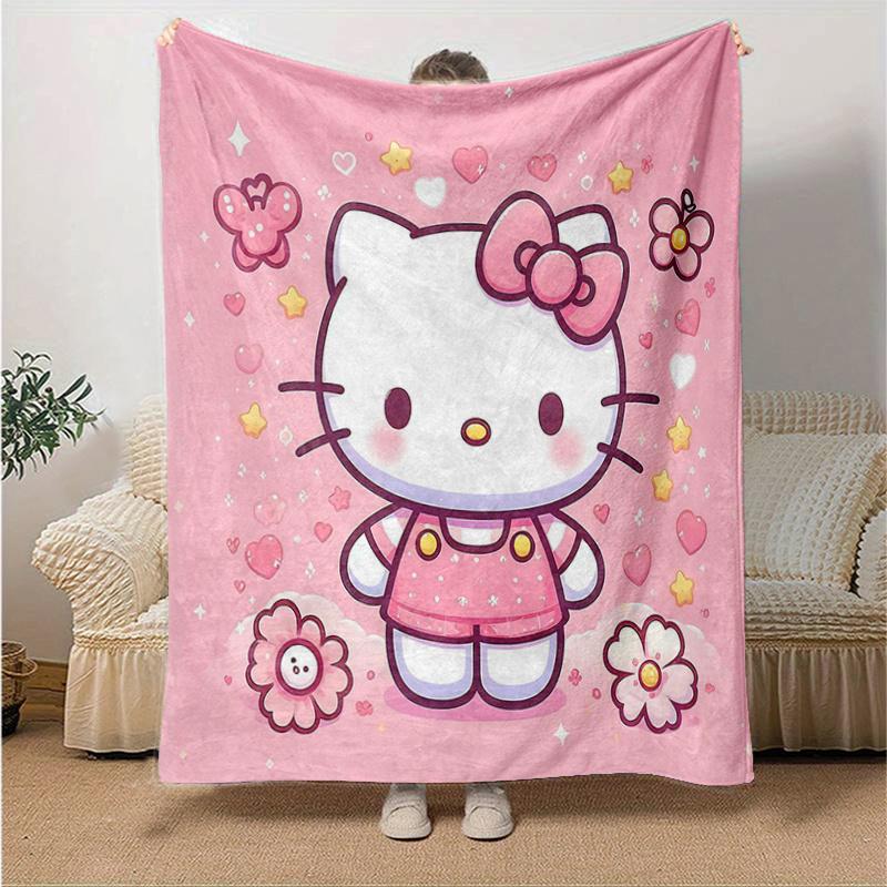 

1pc Hello Kitty s Sweet Adventure Throw Blanket, Cartoon Character Decorative Blanket for Room, Soft Bedding Cover, Perfect Gift for Birthday or Holid 130x150cm