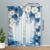 Borsa a Palo per Matrimonio con Fiori Blu Navy Tende Decorazione Camera da Letto Cucina Soggiorno Casa Realizzata in Poliestere Trattamento Finestra Seduta