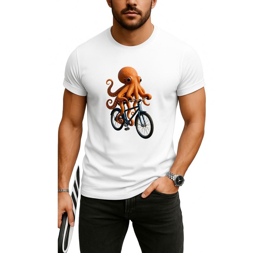 Octopus Tshirt, Riding Bicycle Shirt, Womens Mens Graphic Shirt,Cyclist Gift