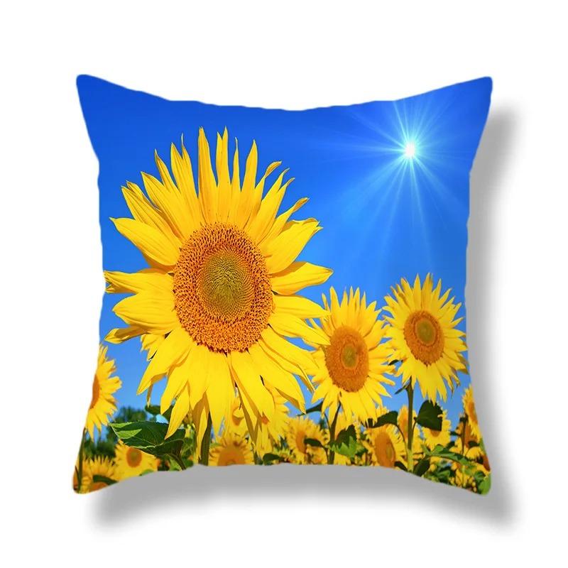 Beautiful Sunflower Field Print Pillowcase Car Ornaments Office Living Room Home Pillowcase