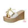 Fashion Street Bow Knot Chunky Platform Slippers Women Fashion Round Toe High Heel Sandals Woman Plus Size Wear-Resistant Slides Mujer