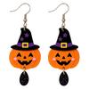 Colorful Patterned Ear Ornaments 1 Pair 2D Acrylic Halloween Dangle Drop Earrings for Women, Fashionable Daily Wear Spooky Ghost Cat Pumpkin Earrings,