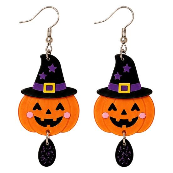 Colorful Patterned Ear Ornaments 1 Pair 2D Acrylic Halloween Dangle Drop Earrings for Women, Fashionable Daily Wear Spooky Ghost Cat Pumpkin Earrings,