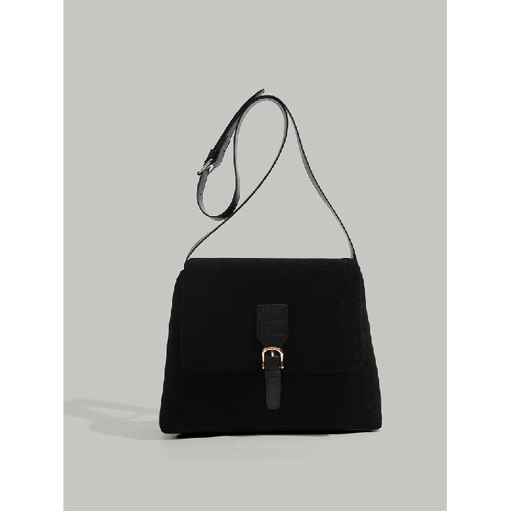 2025 New Niche Design Retro Style Suede Shoulder Underarm Bag Fashionable Versatile Casual Crossbody Bag for Women чёрный