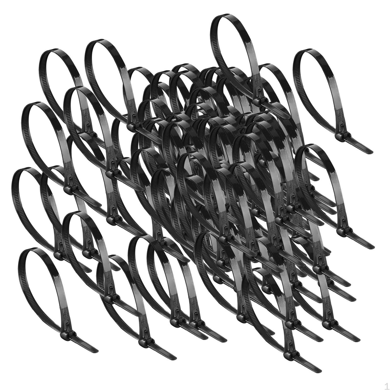 

100 Pcs Nylon Cable Ties, Multifunctional Management Fasteners for Home, Office, Car, Repair 20cmx3.6mm чорний