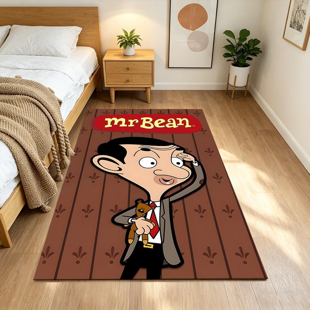 Mr.Bean Expressive Facial Features Cleanable Rug Soft Plush Water-resistant & Washable Corridor & Entryway Bohemian Boho Style Housewarming Gift Idea