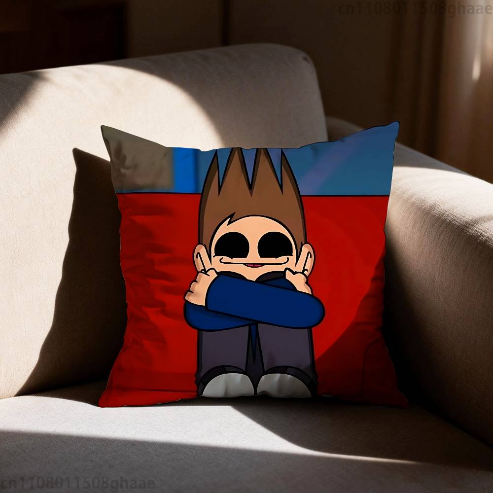 Anime Eddsworld Tom Pillow Case Antidustmite Pillowcase Invisible zipper silky short plush Sofa cushion cover