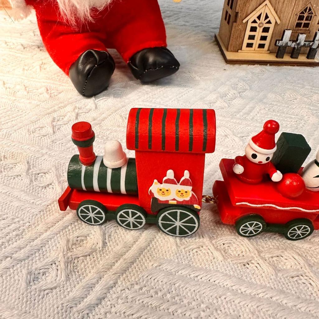 4-Section Christmas Train Diy Assembled Diy Assembled Christmas Train Christmas Decorative Train Holiday For Counter Tabletop