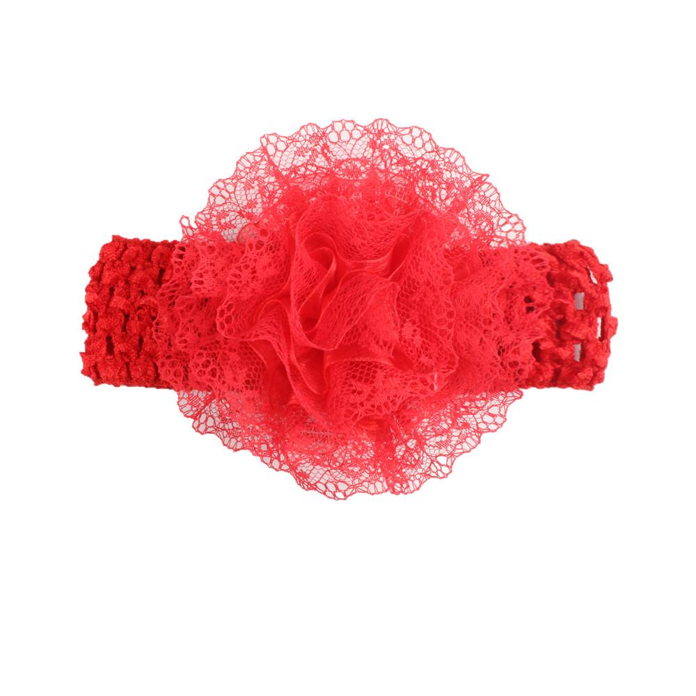 Chiffon Flower & Lace Elastic Baby Headband - 8 Colors