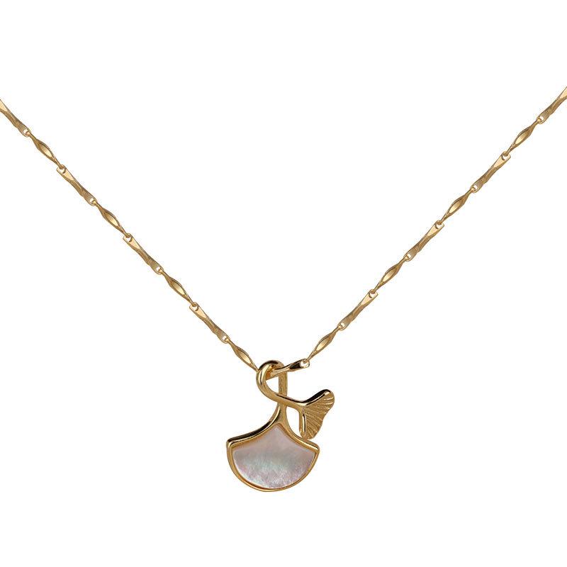 Apricot Leaf Shell, Small Apricot Luck Necklace, Female Xia Qingshe, Collar Chain, Small Gift for Girlfriend