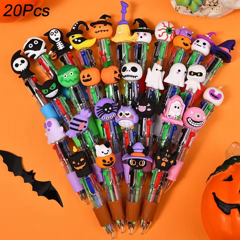 5/10/20Pcs Cute Halloween Themed Four-color Ballpoint Pen for Kids Halloween Party Favors Gift School Prize Goodie Bag Stuffers