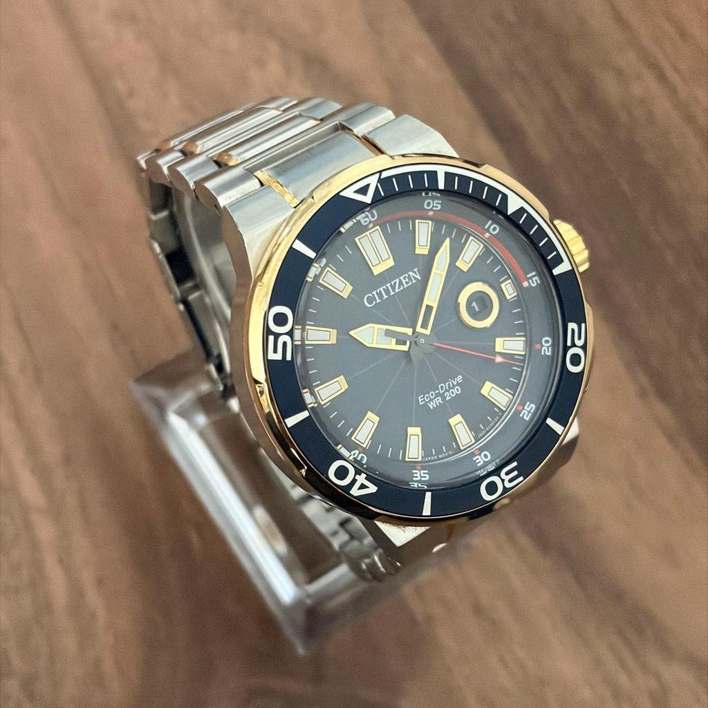 Б/у CITIZEN Endeavor AW1424-62L Eco Drive Дайверские 200м Зарубежная модель Хорошее состояние с коробкой и дополнительными звеньями Citizen