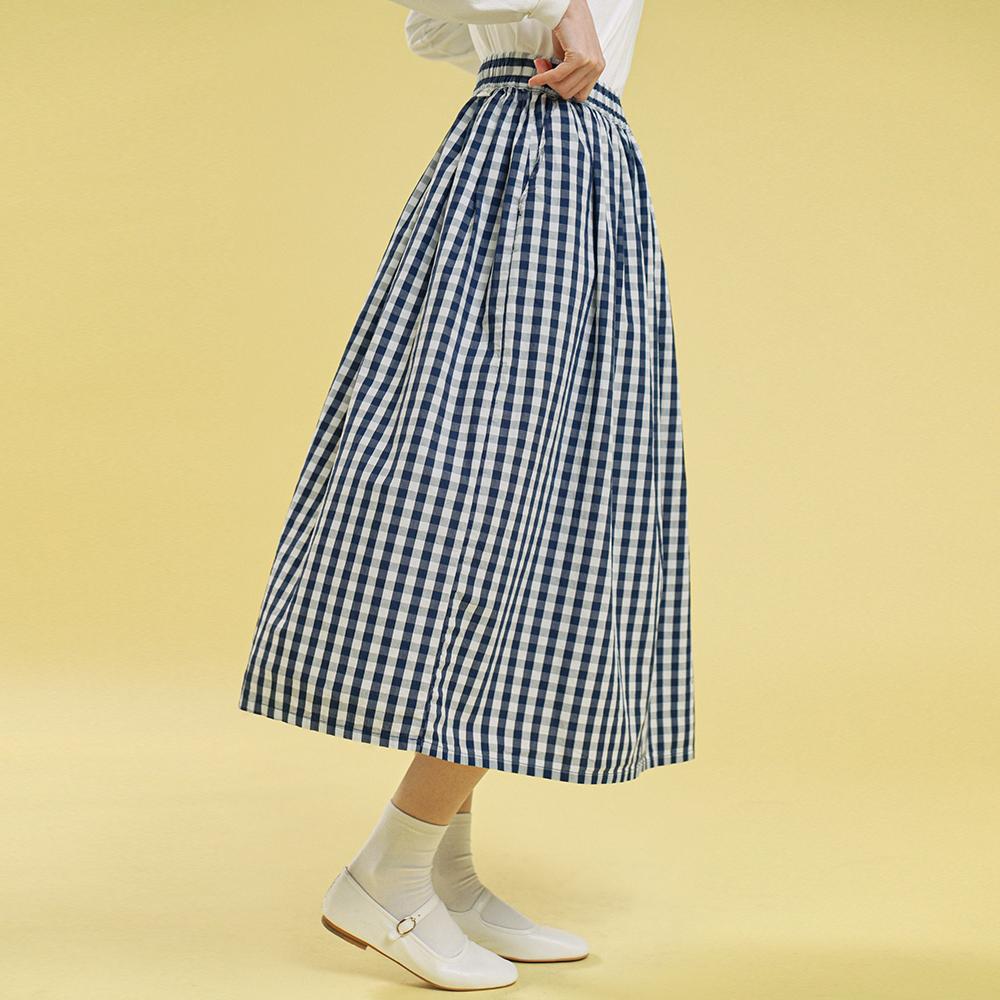 Chikita Shirred Skirt (Check) Navy 241404Cnv