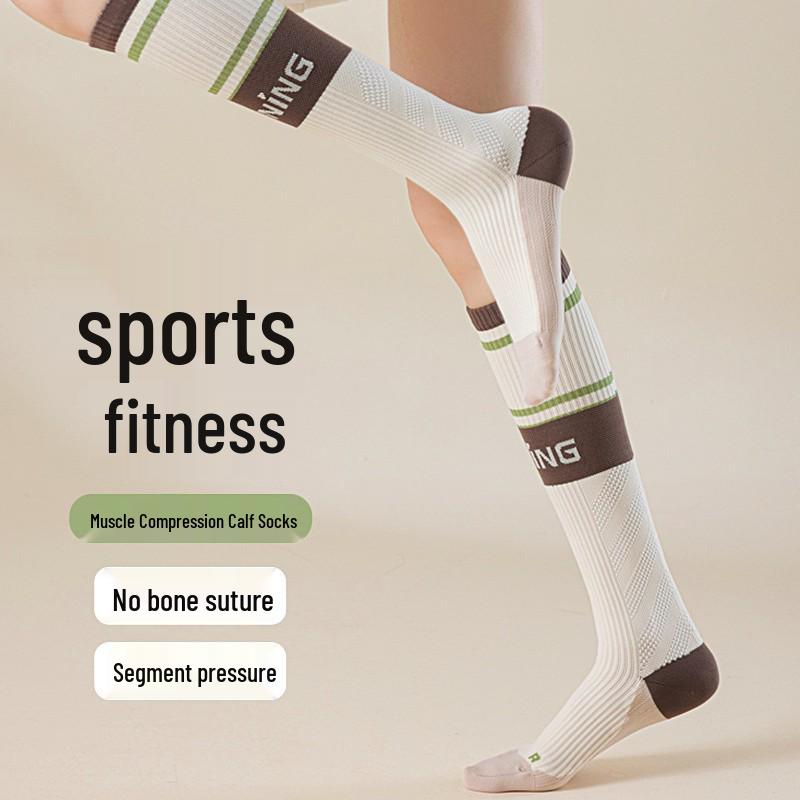 Professionelle Kompressions-Sportsocken für Laufen, Yoga, Tennis & Fitness - Atmungsaktiv Gestreift Hoher Schaft für Herbst & Winter