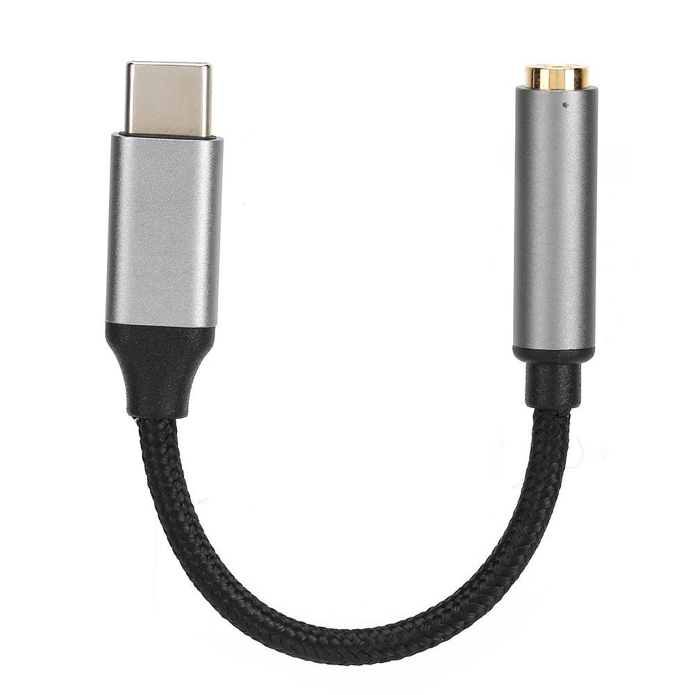 D0101 USBC Typ C Adaptérový port na 3,5MM Aux Audio Jack Kabel pro sluchátka USB(Šedá )