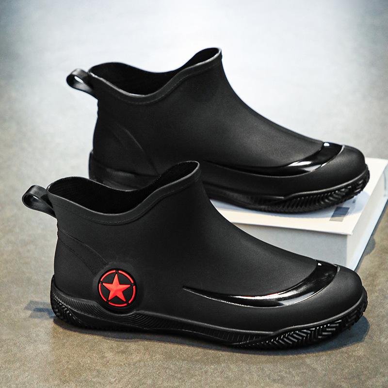 Fashion Fashionable Men's Women's Ankle Rain Boots Men's Non-slip Wear-resistant Waterproof Shoe Work Boots Suitable for Rainy Snowy Day