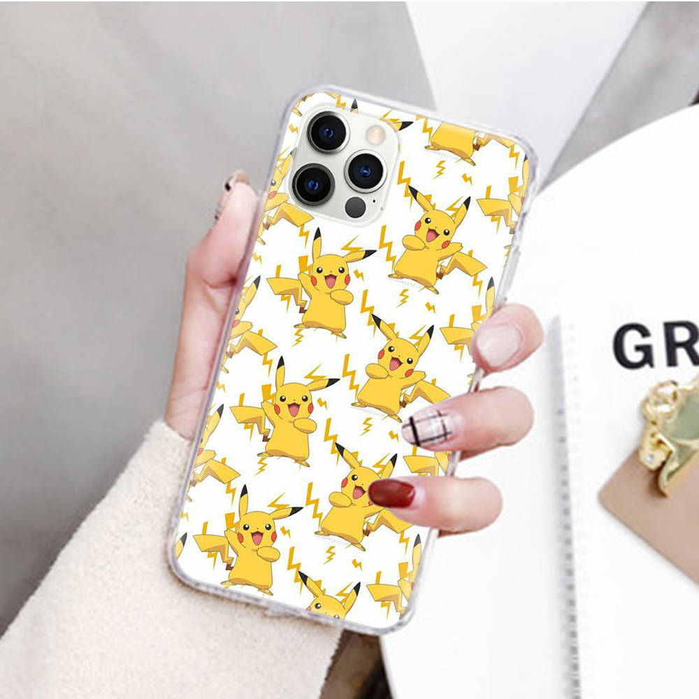 JP36 Pikachu Pokemon Transparent Case for Samsung A04 A14 A23 M33 M53 Realme 10 9 C35 C55 VIVO Y02 X80 Infinix Hot 30 Note 11 Tecno Spark 8P Pro