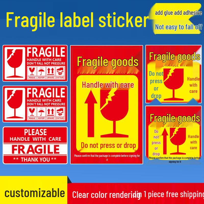 Bilingual Fragile Warning Stickers - "Handle with Care, Do Not Drop, Put Down Lightly"