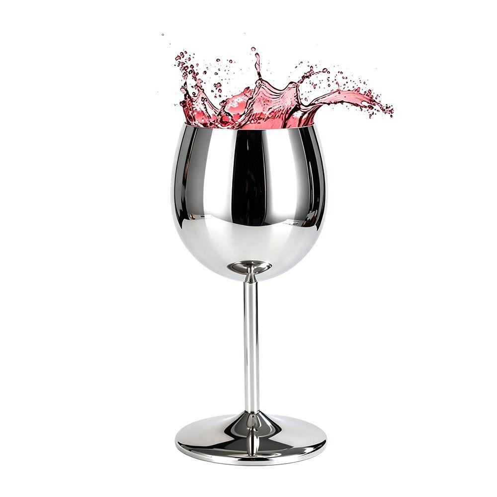 2 Stück 350ml Edelstahl Stiel- Weingläser Edelstahl 304 Weinglas Hochzeit