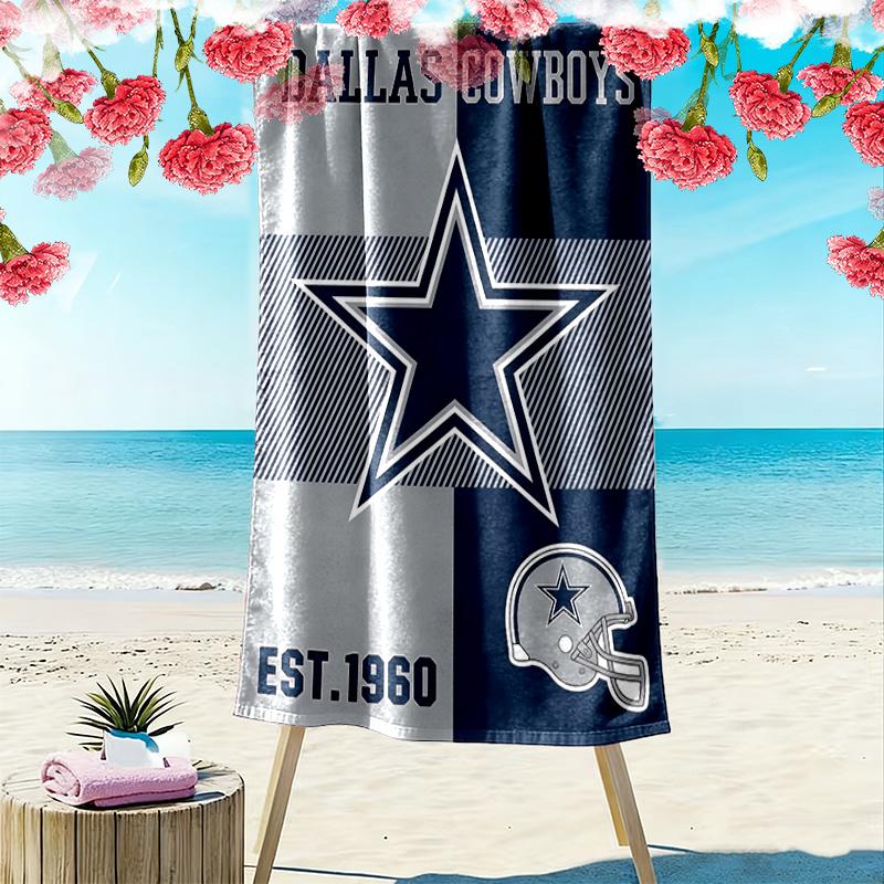 Asciugamano da Spiaggia con Stampa Dallas Cowboys, Asciugamano Grande Morbido ad Asciugatura Rapida per Spiaggia Campeggio Nuoto