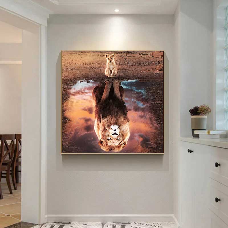 Modern Animal Inspiration Lion Canvas Painting Mentality Is All Posters and Prints Wall Art Pictures for Living Room Home Decor