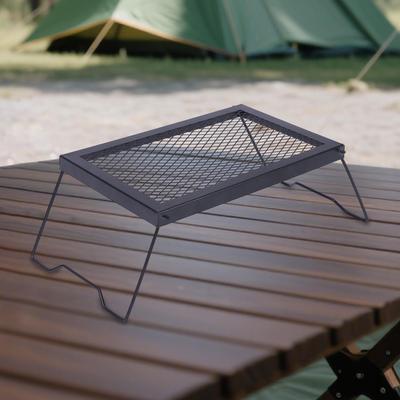 Folding Campfire Grill Grate Rack, Portable Mesh Table, Camping Cooking