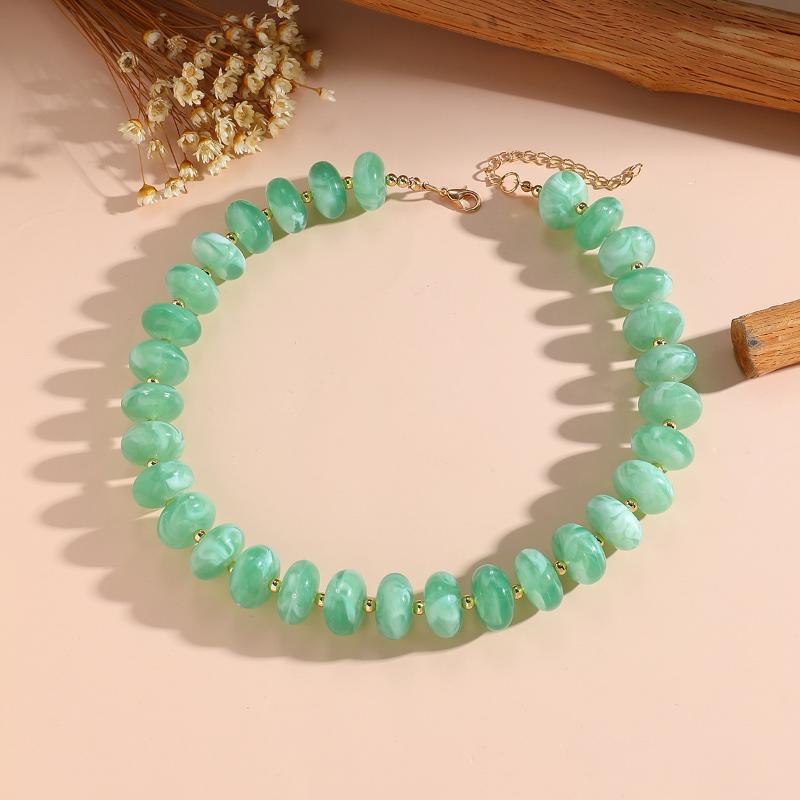 1Pcs Charms Chunky Jewelry Bohemian Casual Dopamine Resin Bead Necklace Suitable For Women Daily Vacation Wear