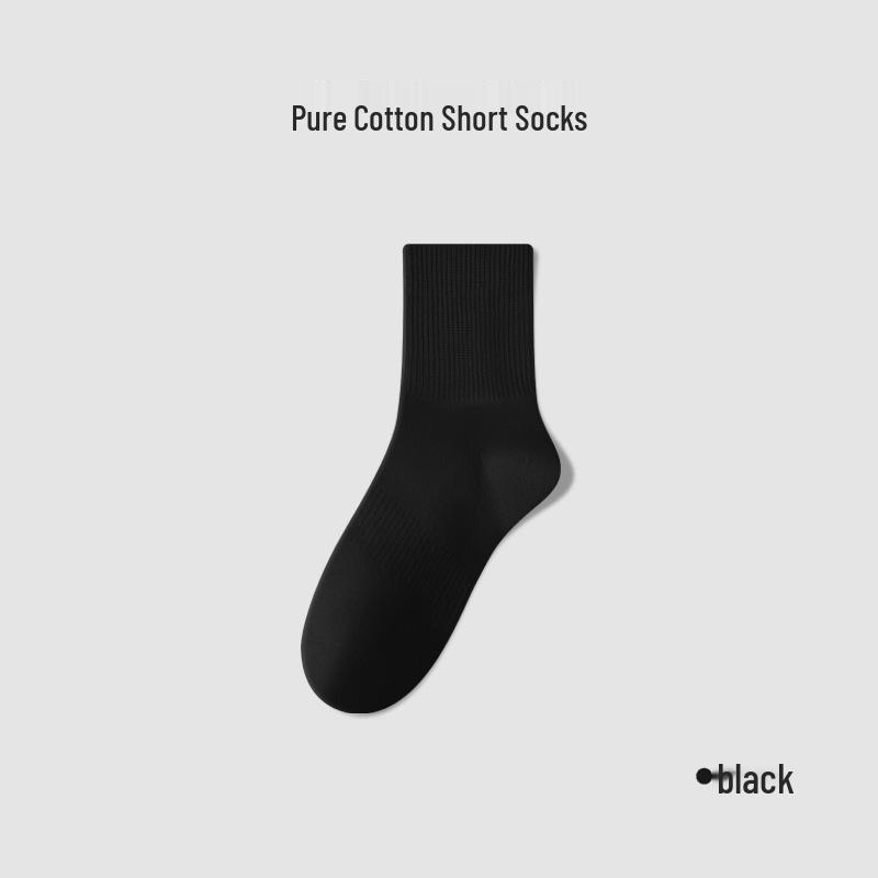 Men's Breathable Antibacterial Mid-calf Pure Cotton Socks - Sweat-absorbing & Odor-resistant Sports Socks