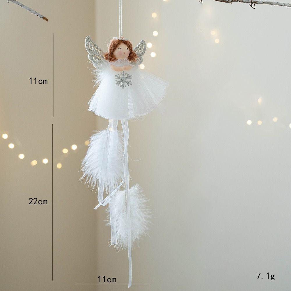 Feather Christmas Hanging Decorations Mesh skirt Angel Girl Doll  Party Supplies