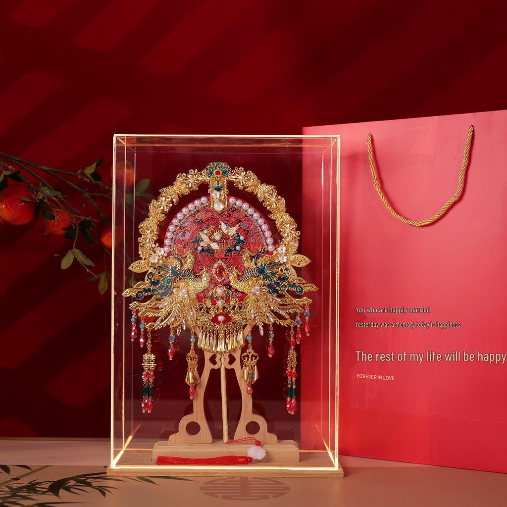 Qing Que Luxurious Chinese Embroidered Bridal Hand Fan DIY Kit with Gift Box Packaging