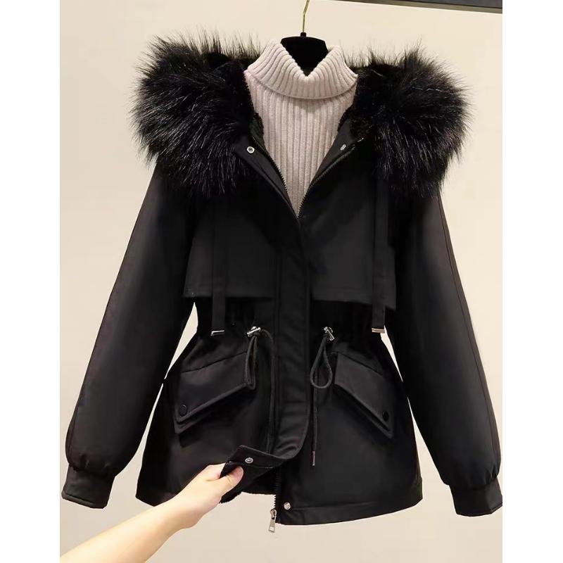 

Женская ветровка 3XL из бархата, утолщенная куртка-пиджак, короткий свободный пуховик большого размера, повседневная куртка из хлопка с капюшоном на осень и зиму M чёрный