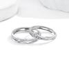 Sterling Silver Couple Rings: Twisted Pattern, Diamond Inlay, Open Design – Perfect for Anniversaries.