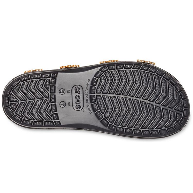 Crocs Cb Platform Metallic Blooms Sld Simple Casual Thick Sole Slippers Black Women Slippers 205717-001