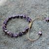 Colorful Bohemian Purple Emperor Bracelet with Adjustable Braided Hematite Spacer Beads