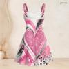Women Plus Size Spaghetti Strap Off Shoulder Dress Swirl Tie Dye Star Patriotic Print Swing Dress