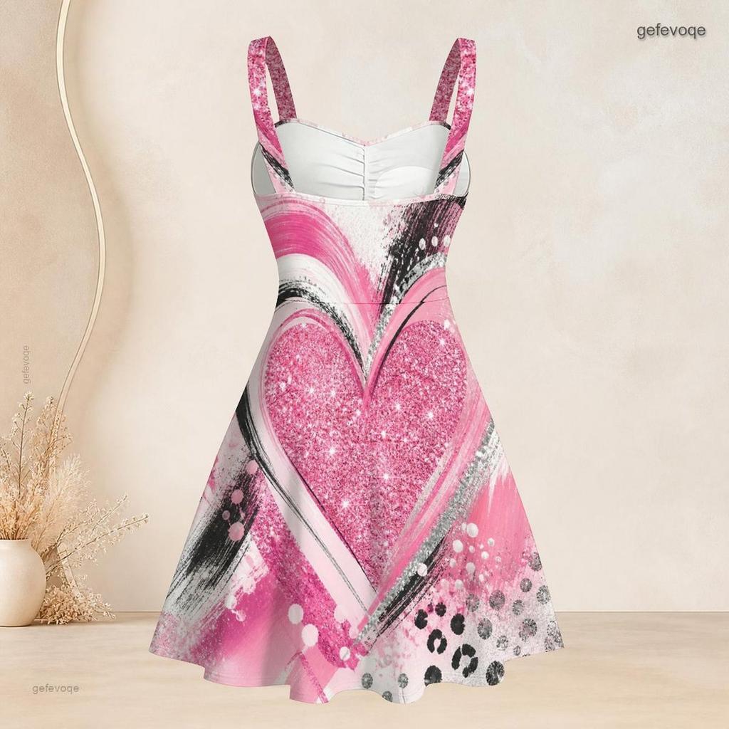 Women Plus Size Spaghetti Strap Off Shoulder Dress Swirl Tie Dye Star Patriotic Print Swing Dress
